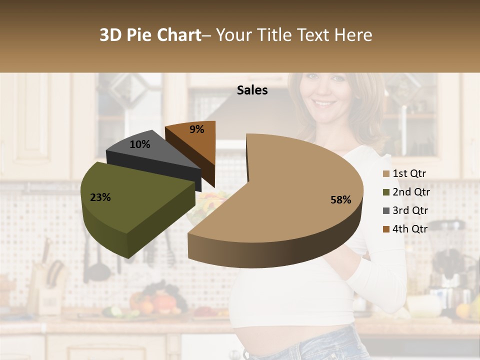 A Pregnant Woman Holding A Bowl Of Fruit In A Kitchen PowerPoint Template