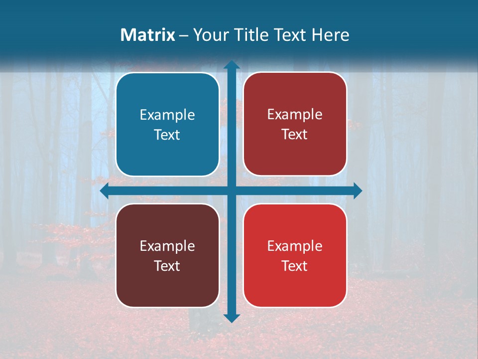 A Blue Forest With Red Leaves On The Ground PowerPoint Template