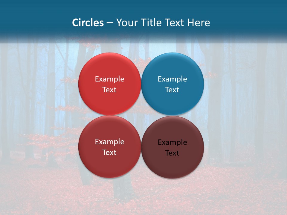 A Blue Forest With Red Leaves On The Ground PowerPoint Template