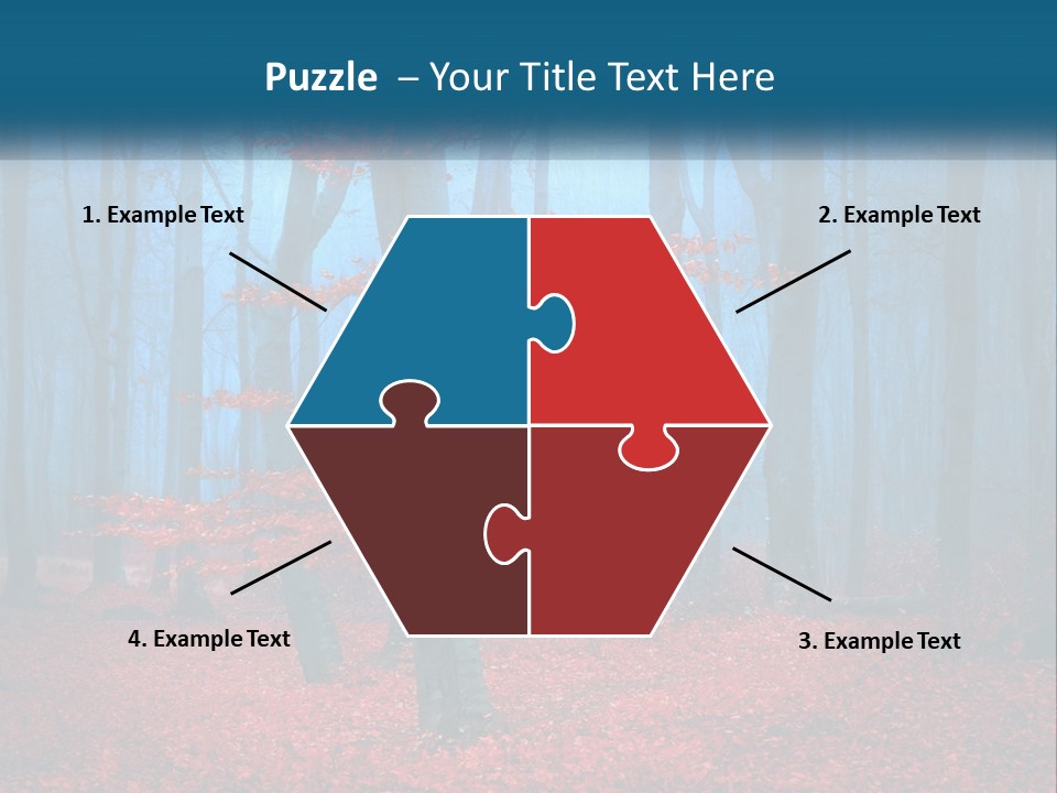 A Blue Forest With Red Leaves On The Ground PowerPoint Template