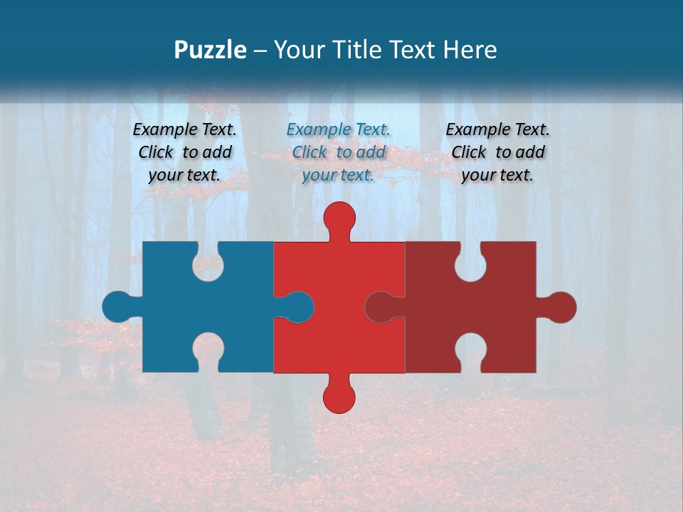 A Blue Forest With Red Leaves On The Ground PowerPoint Template