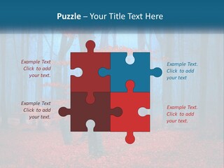A Blue Forest With Red Leaves On The Ground PowerPoint Template