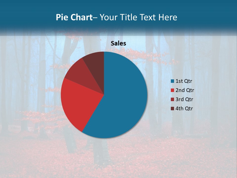 A Blue Forest With Red Leaves On The Ground PowerPoint Template