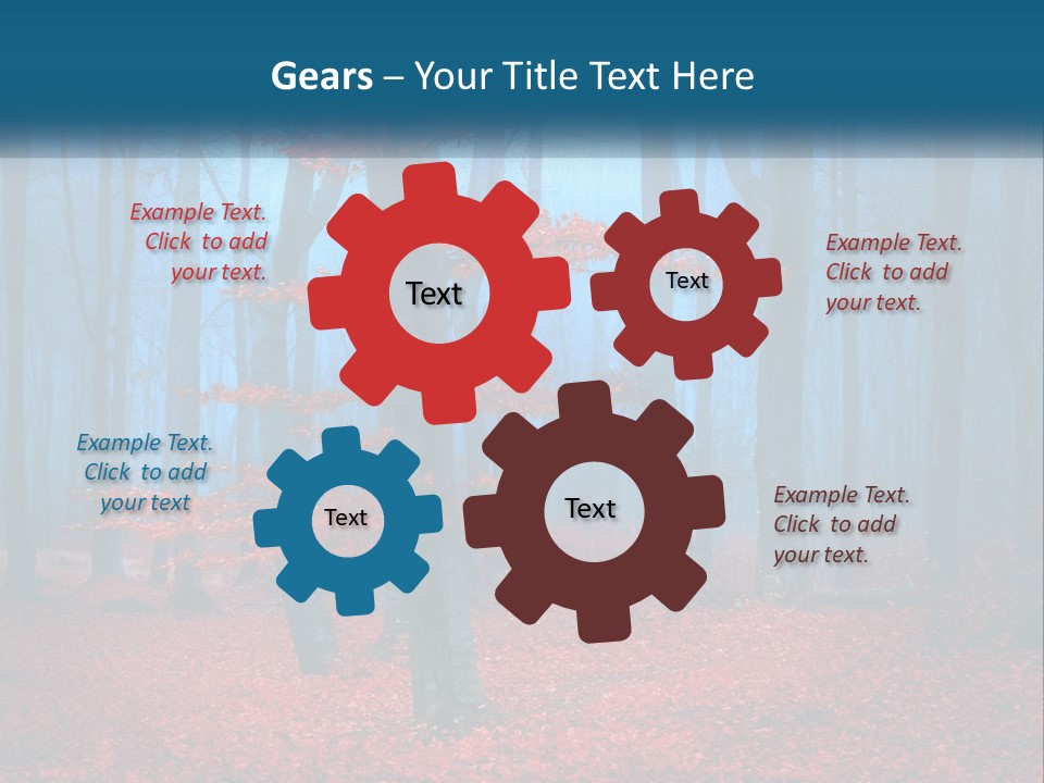 A Blue Forest With Red Leaves On The Ground PowerPoint Template