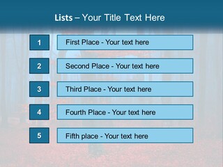 A Blue Forest With Red Leaves On The Ground PowerPoint Template