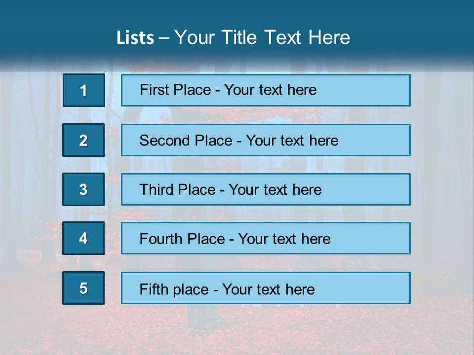 A Blue Forest With Red Leaves On The Ground PowerPoint Template
