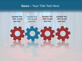 A Blue Forest With Red Leaves On The Ground PowerPoint Template