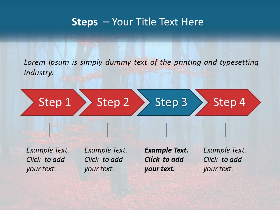 A Blue Forest With Red Leaves On The Ground PowerPoint Template
