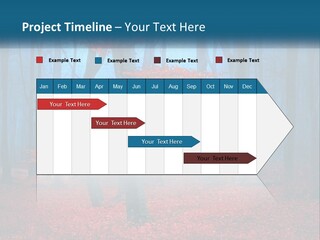 A Blue Forest With Red Leaves On The Ground PowerPoint Template