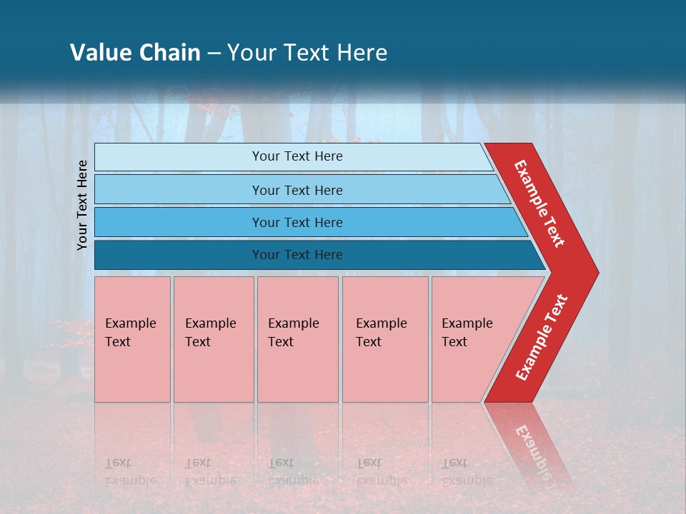 A Blue Forest With Red Leaves On The Ground PowerPoint Template
