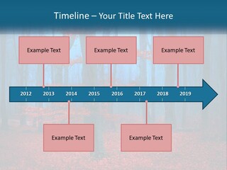 A Blue Forest With Red Leaves On The Ground PowerPoint Template