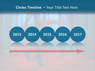 A Blue Forest With Red Leaves On The Ground PowerPoint Template