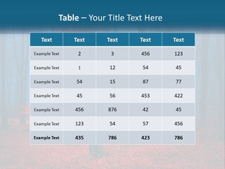 A Blue Forest With Red Leaves On The Ground PowerPoint Template