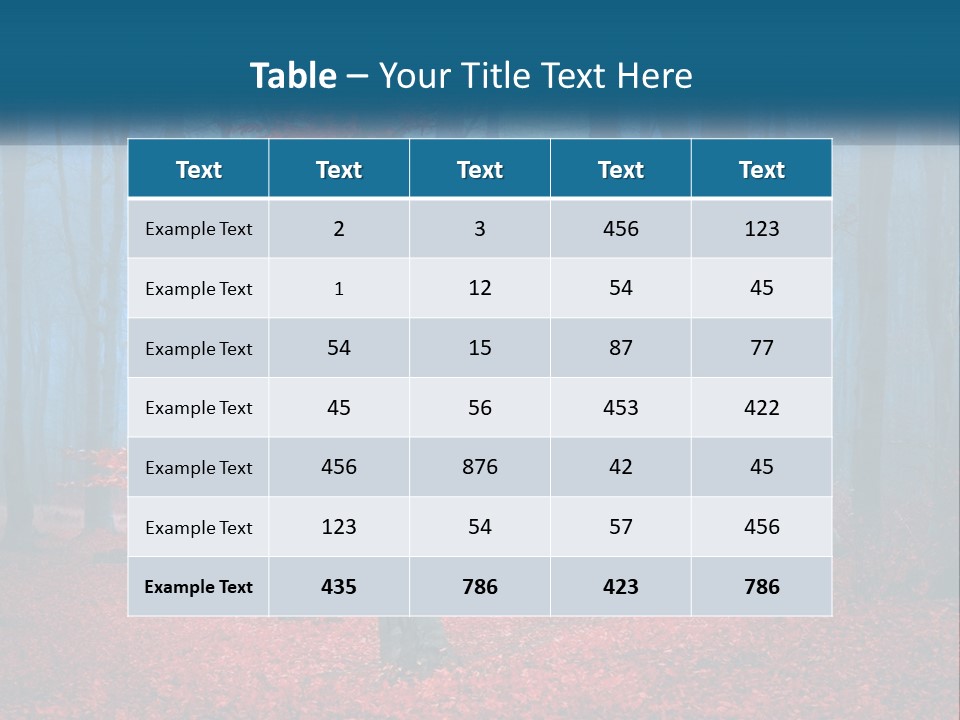 A Blue Forest With Red Leaves On The Ground PowerPoint Template