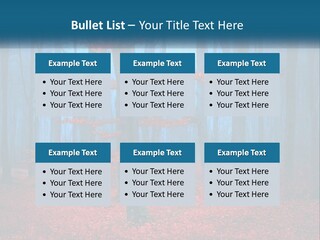 A Blue Forest With Red Leaves On The Ground PowerPoint Template