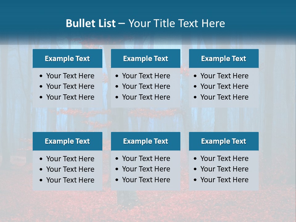 A Blue Forest With Red Leaves On The Ground PowerPoint Template