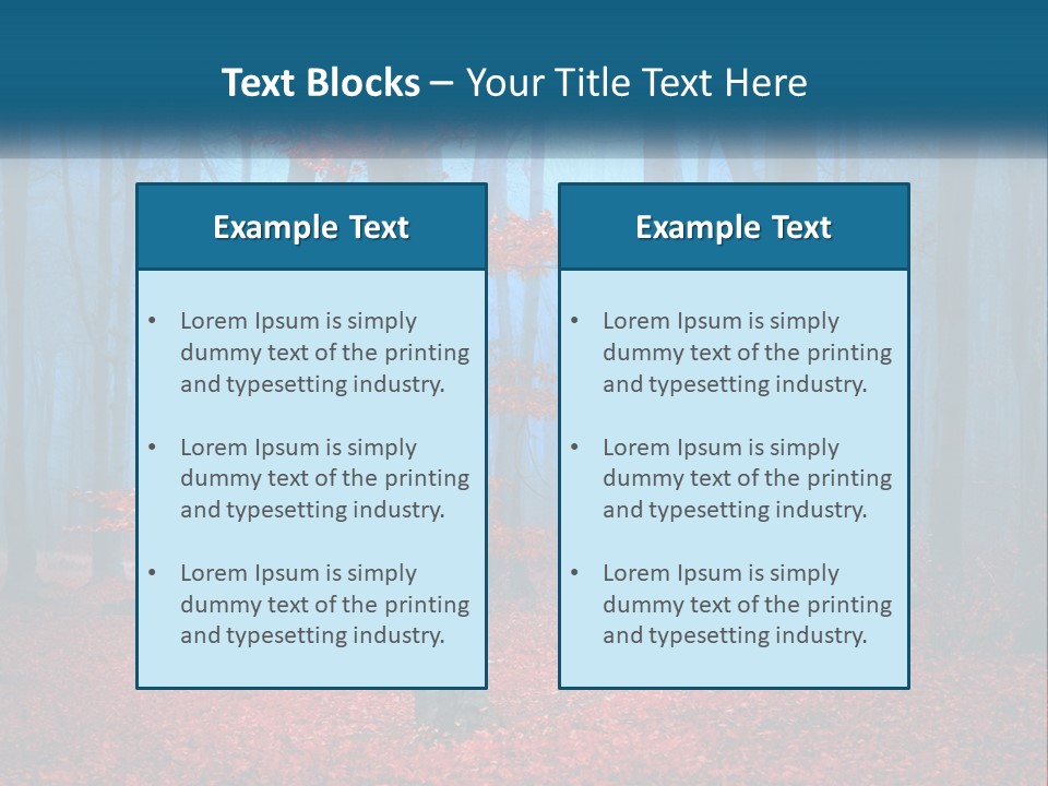 A Blue Forest With Red Leaves On The Ground PowerPoint Template