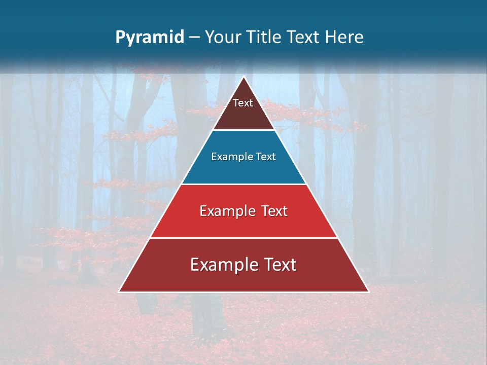 A Blue Forest With Red Leaves On The Ground PowerPoint Template