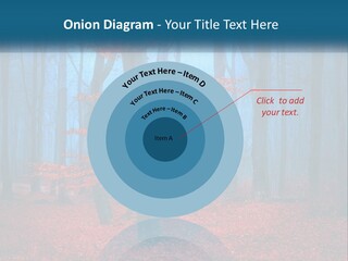 A Blue Forest With Red Leaves On The Ground PowerPoint Template