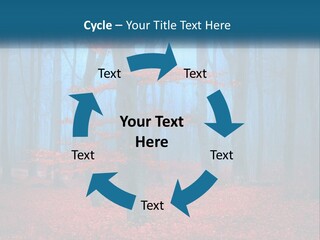 A Blue Forest With Red Leaves On The Ground PowerPoint Template