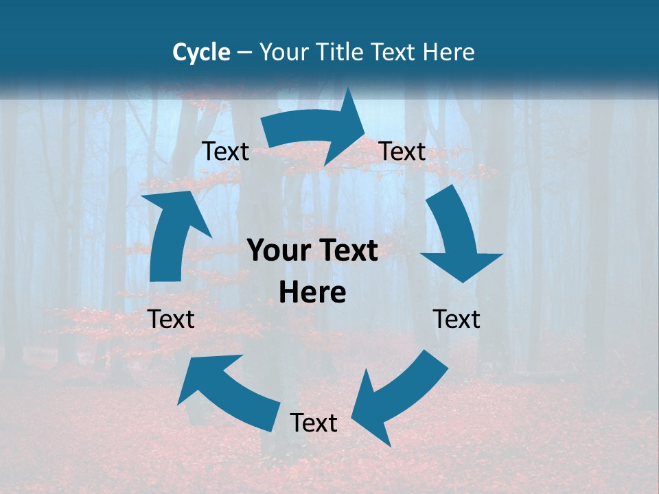 A Blue Forest With Red Leaves On The Ground PowerPoint Template