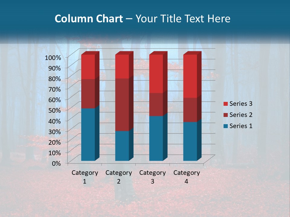 A Blue Forest With Red Leaves On The Ground PowerPoint Template