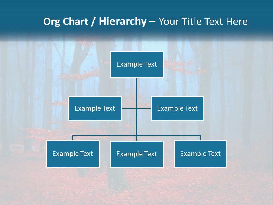 A Blue Forest With Red Leaves On The Ground PowerPoint Template