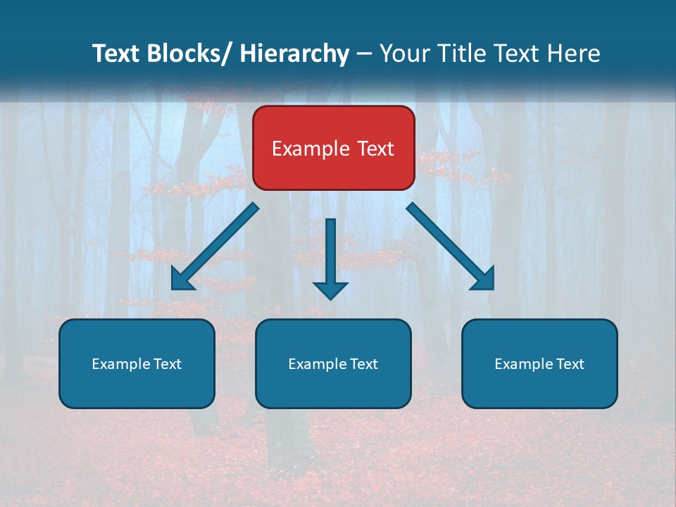 A Blue Forest With Red Leaves On The Ground PowerPoint Template