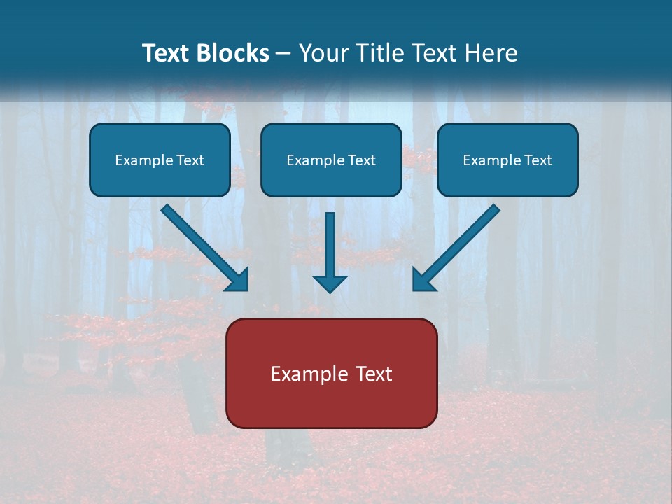 A Blue Forest With Red Leaves On The Ground PowerPoint Template
