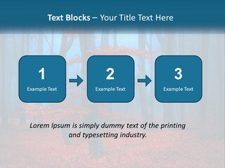 A Blue Forest With Red Leaves On The Ground PowerPoint Template