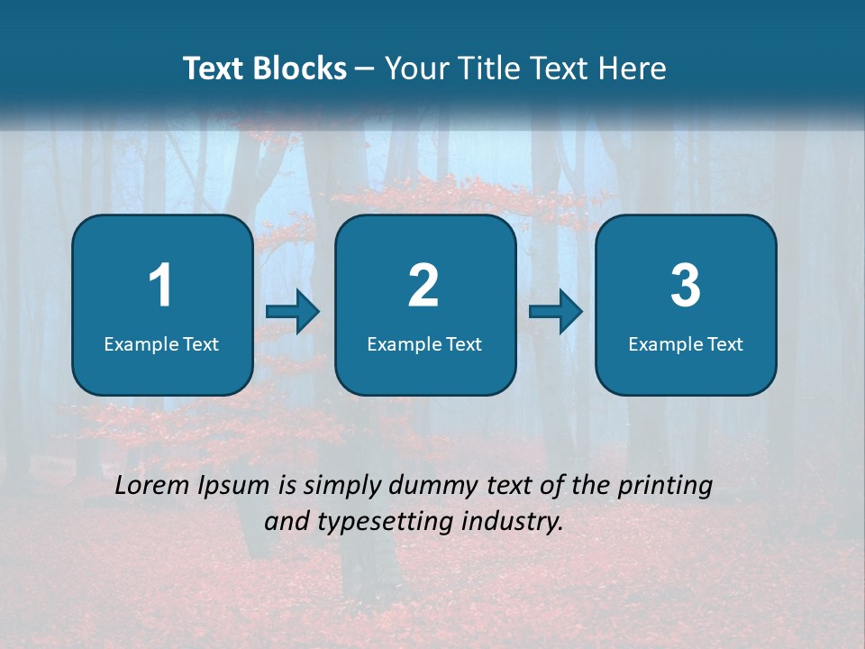 A Blue Forest With Red Leaves On The Ground PowerPoint Template