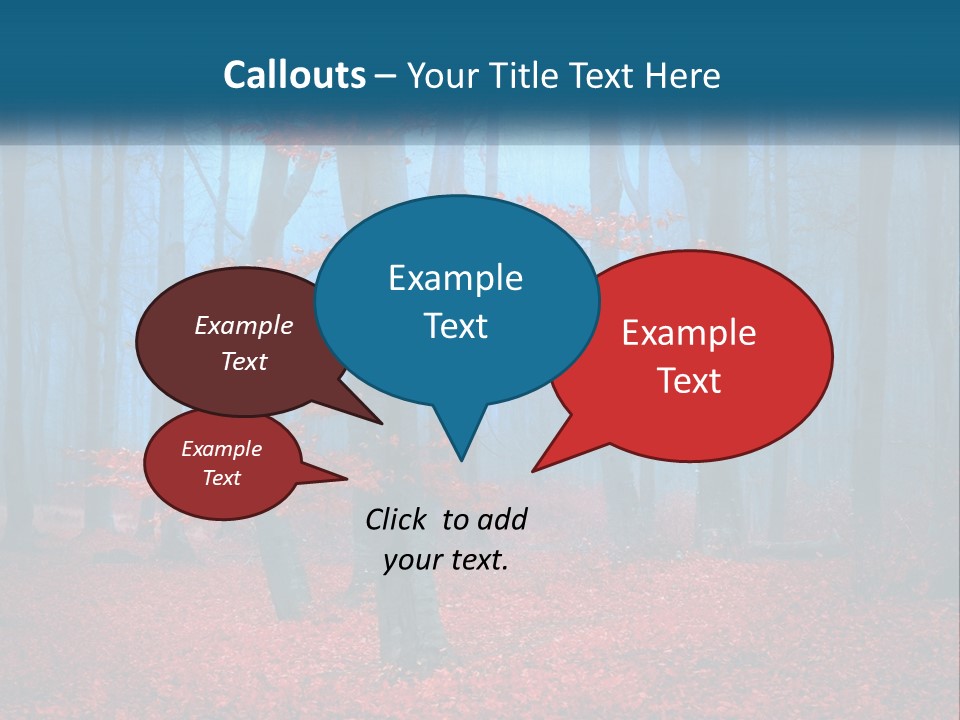 A Blue Forest With Red Leaves On The Ground PowerPoint Template