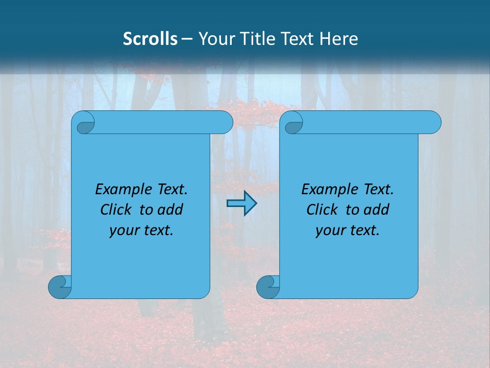 A Blue Forest With Red Leaves On The Ground PowerPoint Template