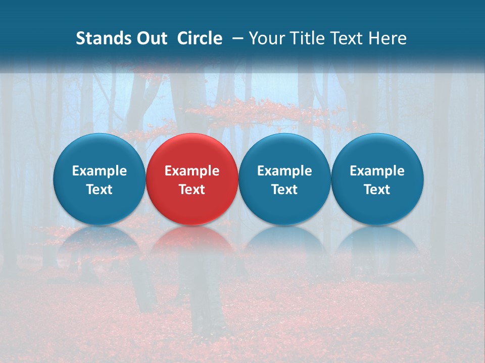 A Blue Forest With Red Leaves On The Ground PowerPoint Template