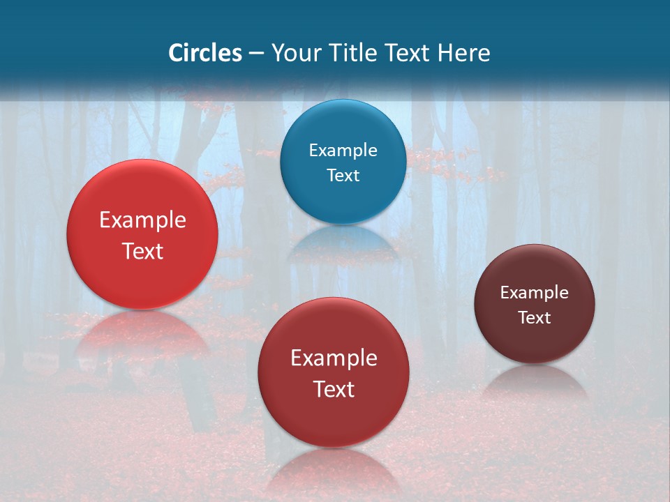 A Blue Forest With Red Leaves On The Ground PowerPoint Template