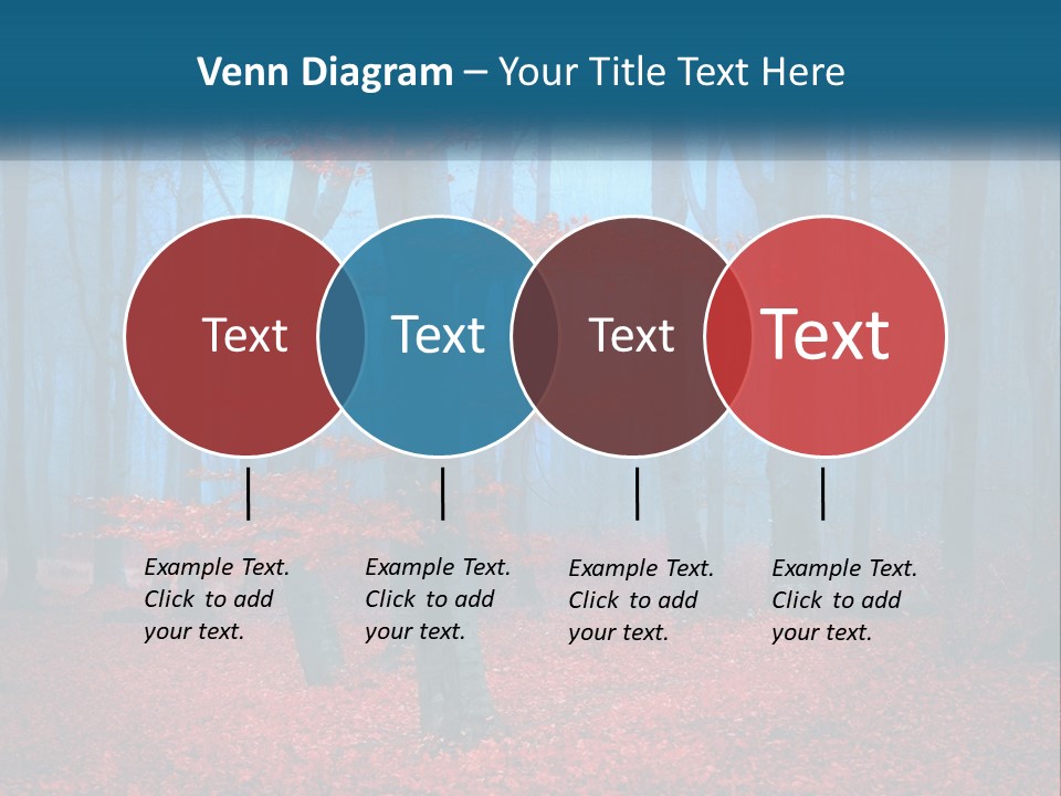 A Blue Forest With Red Leaves On The Ground PowerPoint Template