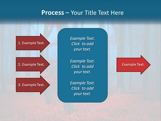 A Blue Forest With Red Leaves On The Ground PowerPoint Template