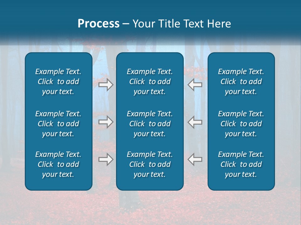A Blue Forest With Red Leaves On The Ground PowerPoint Template