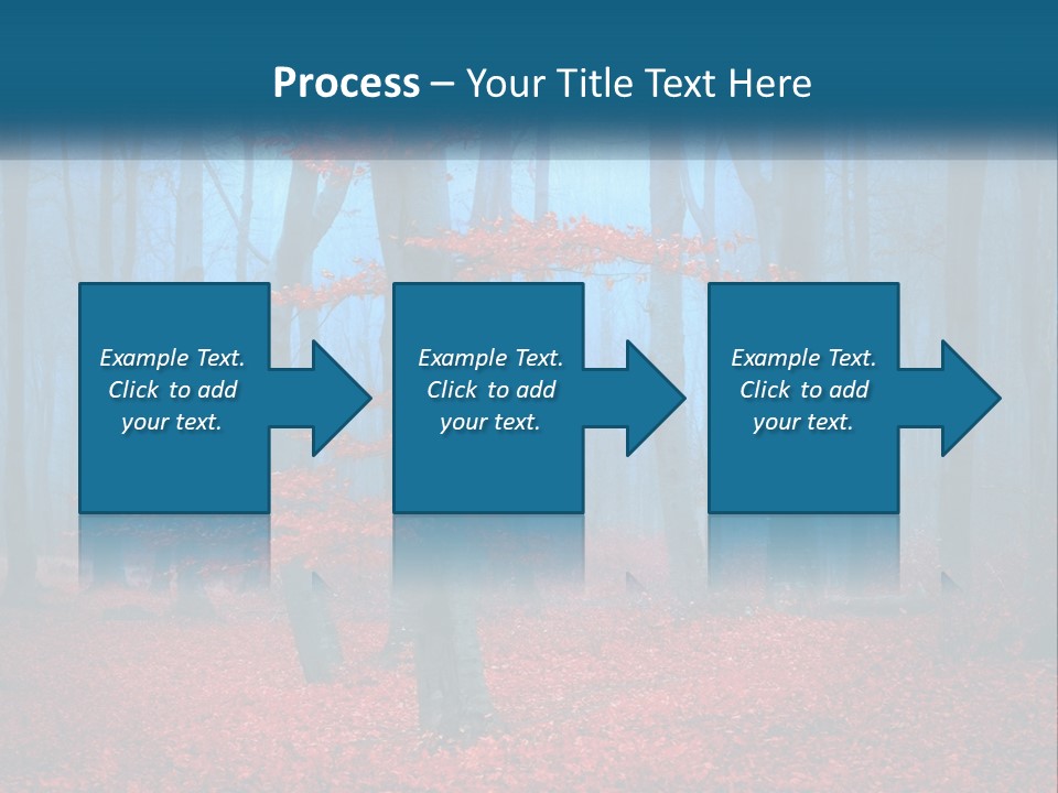 A Blue Forest With Red Leaves On The Ground PowerPoint Template