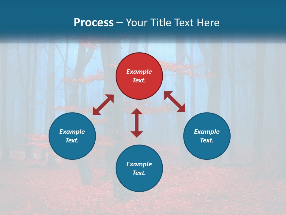 A Blue Forest With Red Leaves On The Ground PowerPoint Template