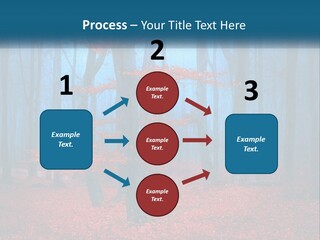 A Blue Forest With Red Leaves On The Ground PowerPoint Template