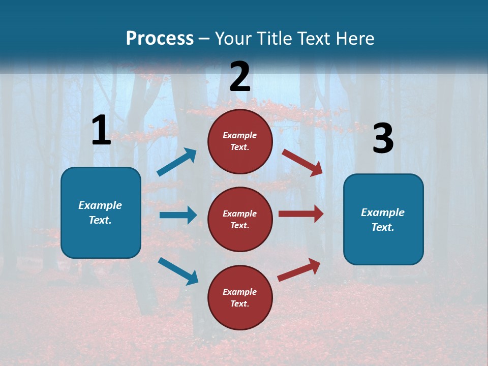 A Blue Forest With Red Leaves On The Ground PowerPoint Template