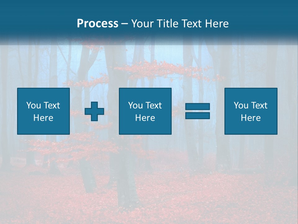 A Blue Forest With Red Leaves On The Ground PowerPoint Template