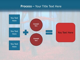 A Blue Forest With Red Leaves On The Ground PowerPoint Template