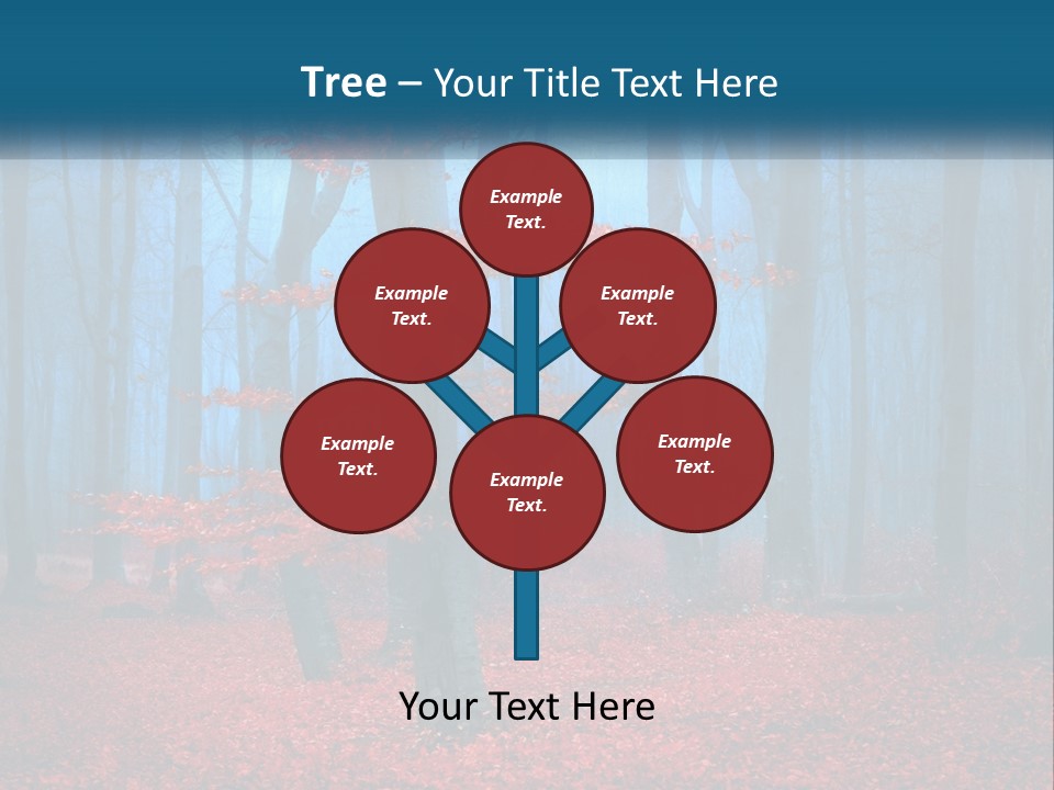 A Blue Forest With Red Leaves On The Ground PowerPoint Template