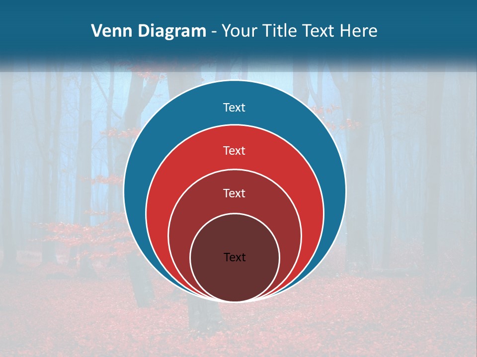 A Blue Forest With Red Leaves On The Ground PowerPoint Template