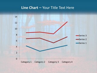 A Blue Forest With Red Leaves On The Ground PowerPoint Template