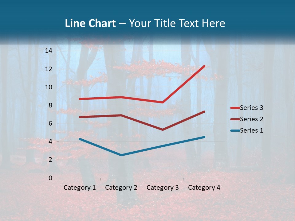 A Blue Forest With Red Leaves On The Ground PowerPoint Template