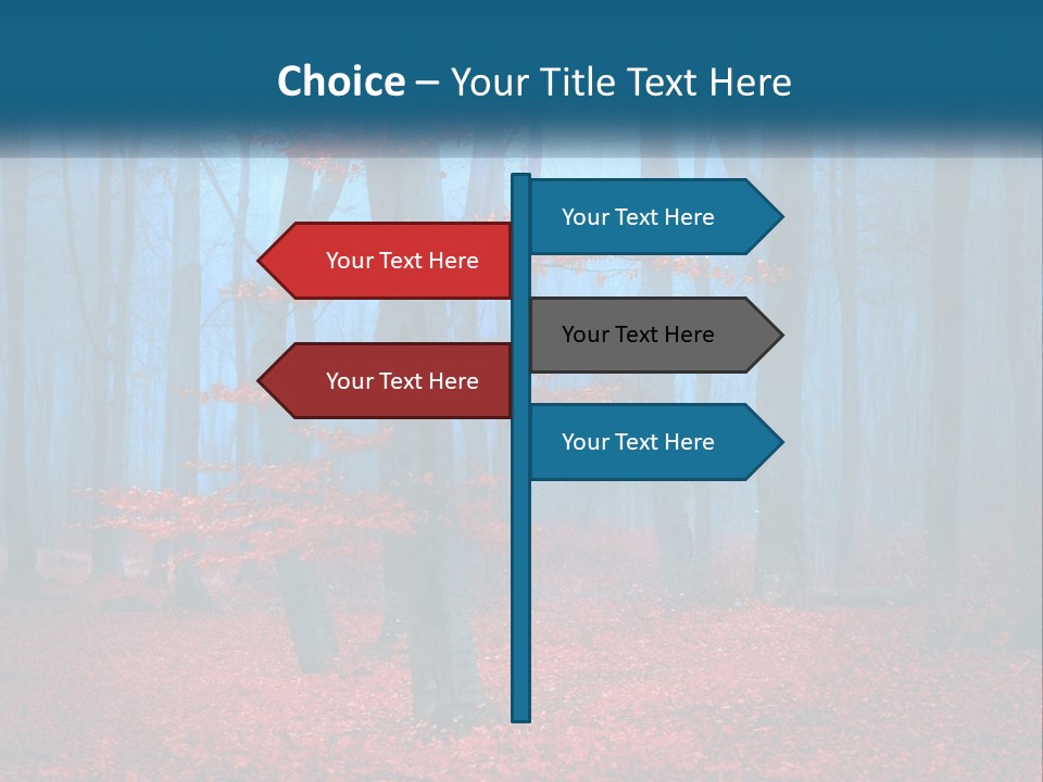 A Blue Forest With Red Leaves On The Ground PowerPoint Template