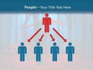 A Blue Forest With Red Leaves On The Ground PowerPoint Template